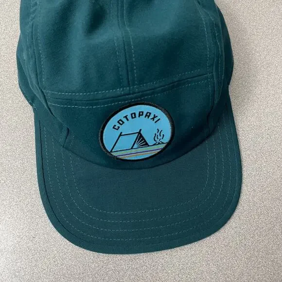 Cotopaxi Tech 5 Panel Hat Strapback Teal Outdoors Camping Blue Patch EUC - Picture 6 of 7